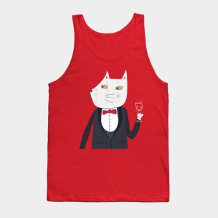 Cheers Cat with Glass of Sparkling Wine Tank Top